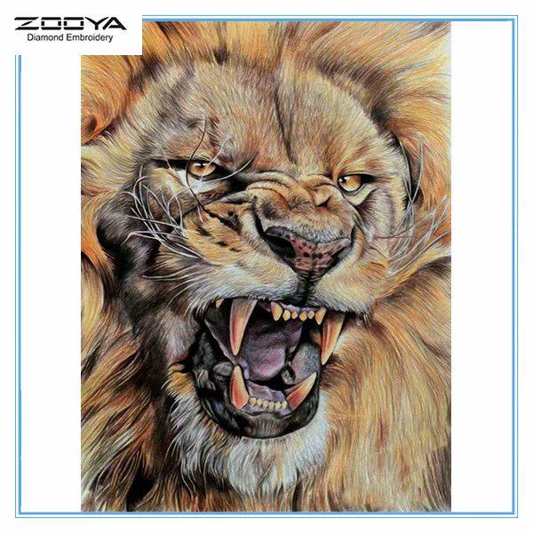 

ZOOYA DIY 5D квадратный горный хрусталь животное масло Лев Алмазная вышивка картина вышивка крестом домашний декор
