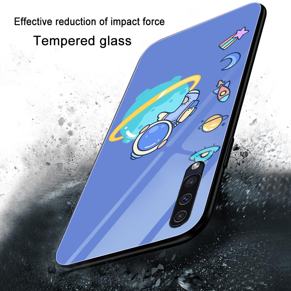 Cute Bear Moon Astronaut Case For Samsung Galaxy A71 A72 A70 A73 A53 A13 5g A03 A22 A21s A03 Core A42 A52 Glass Cover Coque Capa