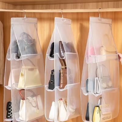 6/8 Grid Handbag Hanging Organizer Multi-layer Foldable Dustproof Oxford Cloth Handbag Storages Bags For Family Closet Bedroom