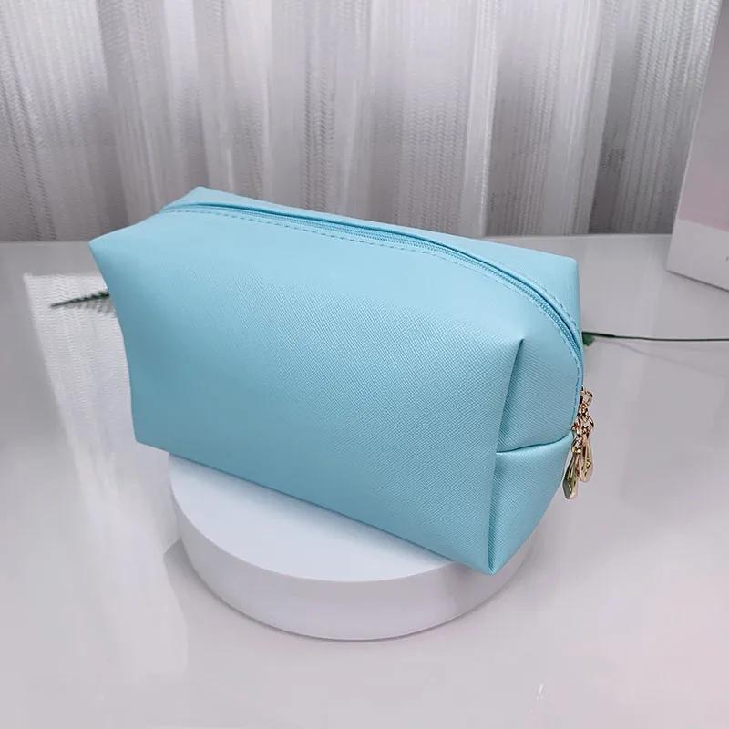 1PC Zipper Fashion Cosmetic Bags for Women Small Large Female PU Leather Make Up Lipstick Case Zip Waterproof Toiletry Bags