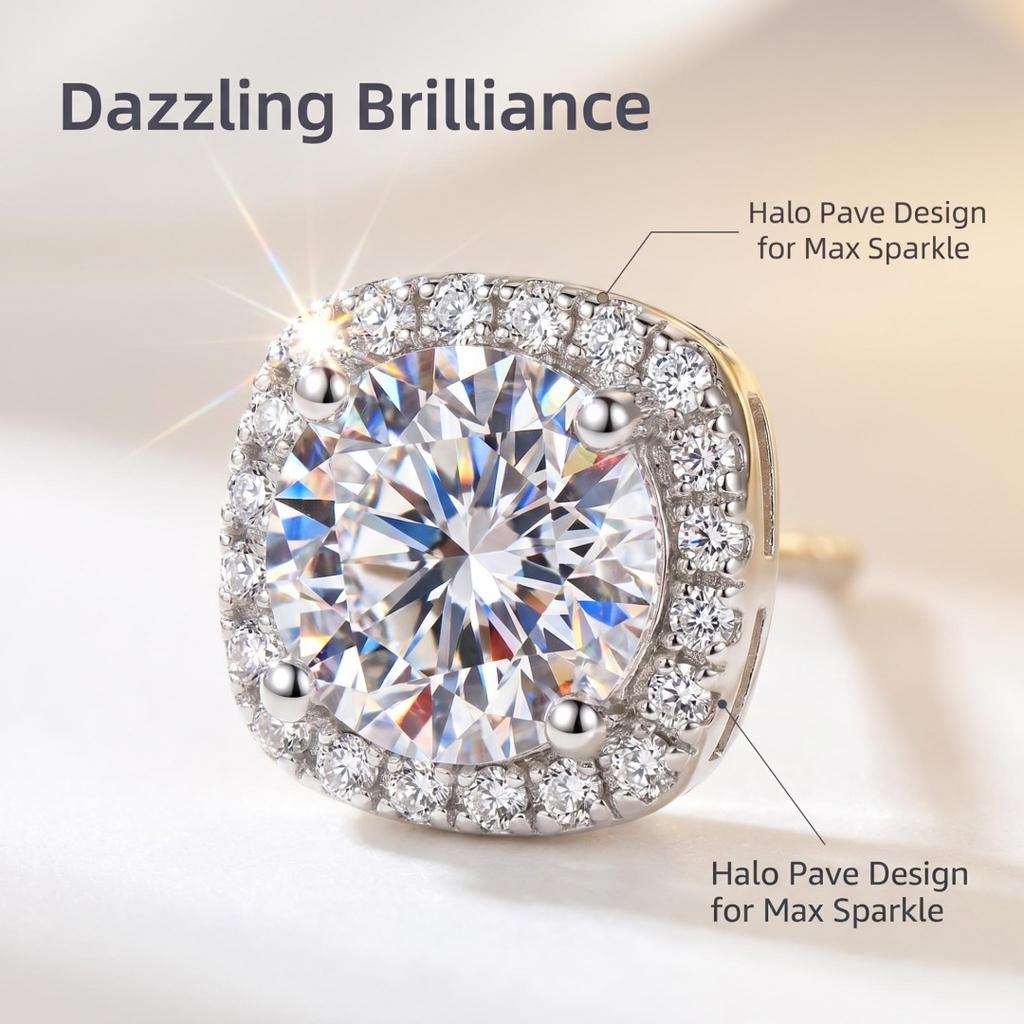 New 925 sterling silver Shiny Zircon Real Earrings Channel Cubic Zirconia Silver Stud Earrings for Women Jewelry
