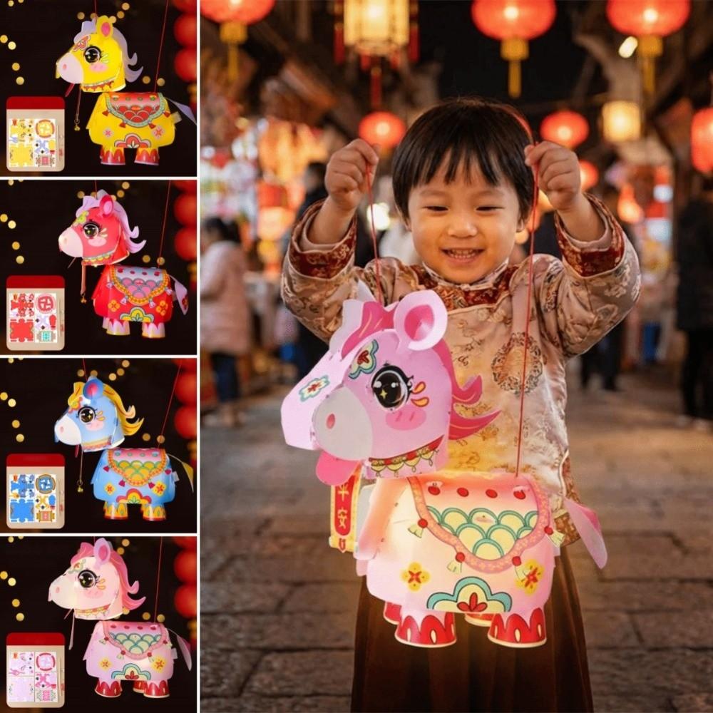 PVC Horse Year Decorative Lantern Chinese Style Waterproof Mid-Autumn Lantern Hanfu Accessories Cartoon Pony
