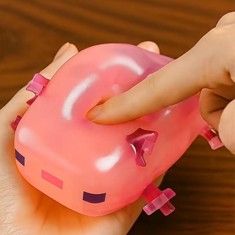1Pcs  Random Coloraxolotl Squeeze Soft Squishy Stretchable Stress Relief Perfect For Halloween Christmas Birthday Party Favor Cl