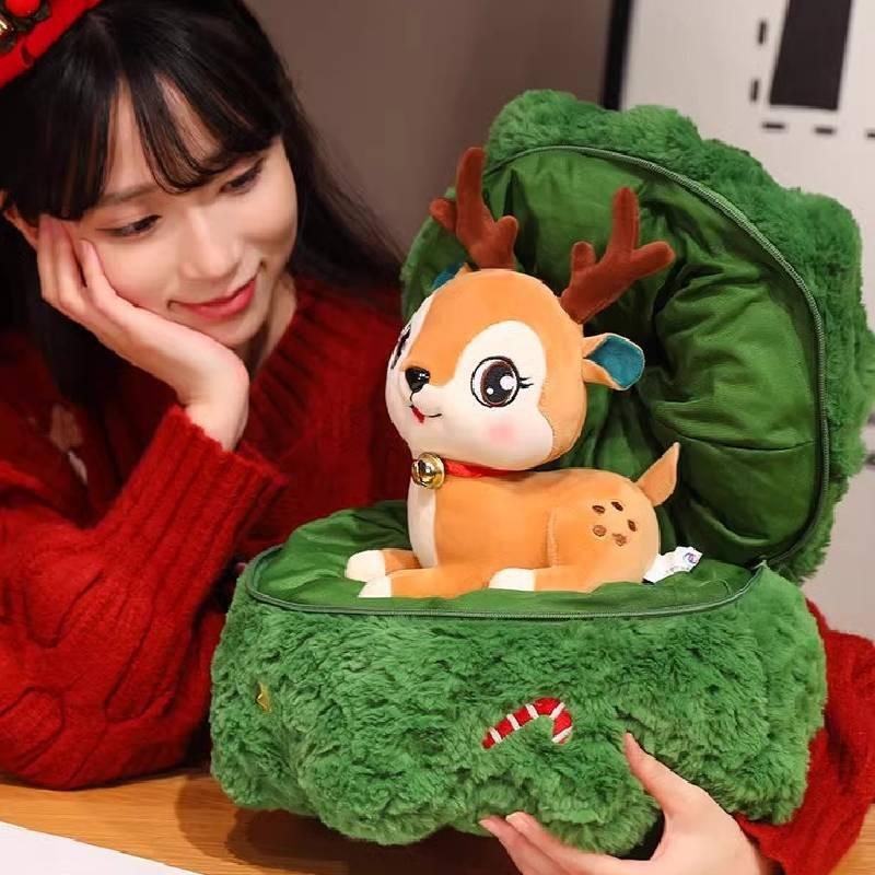 Elk Claus Santa Christmas Tree Plush Toy Cartoon Stuffed Doll Gift Decoration