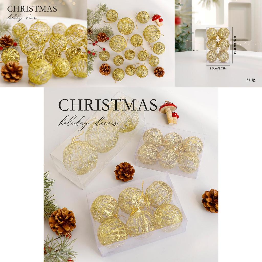 Christmas Ball Decoration Set With Metallic Hollow Ornaments For Holiday Home Decor