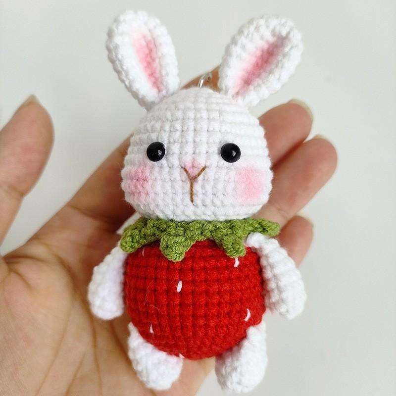 Exquisite Crochet Rabbit Keychain For Bag Pendant Knitted Lop-eared Rabbit Doll Keyrings Cute Animal Crochet Keychain Custom