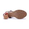 Johnature Echtes Leder Handgefertigt Barockstil Retro Blume Bequem Quadratischer Absatz High Heels Sandalen