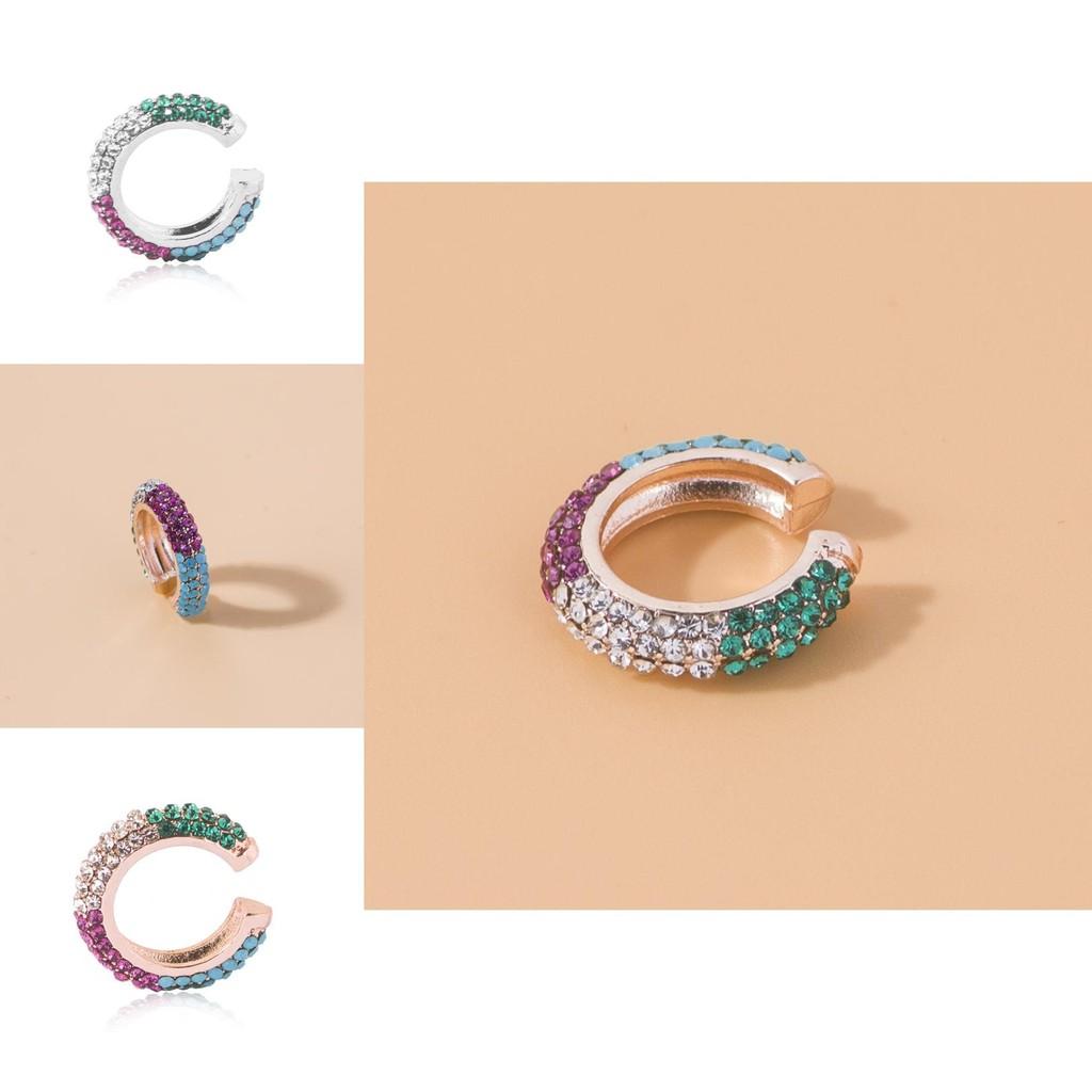 Trendy European American Geometric Earrings Colorful Rhinestones Alloy Jewelry