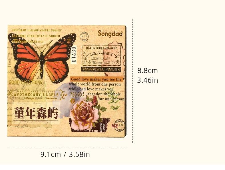 8pcs Retro Gold Washi Tapes Set Forest Nature Adhesive Masking Tape Diary Decoration Stickers