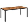 VidaXL Table de jardin dessus en bois Noir 190x90x75 cm Résine tressée 319905