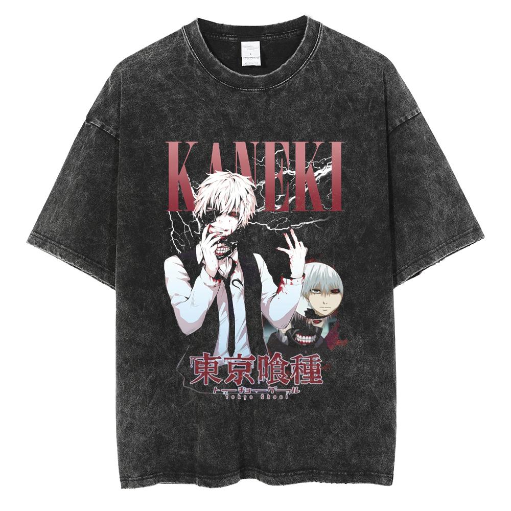 Anime Tokyo Ghoul Ken Kaneki Graphic T Shirt Men Vintage Gothic Tshirts Casual Loose Manga T-Shirt Harajuku Male Cotton T-shirt