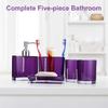 Complete 5 Piece Bathroom Organizers Set Acrylic Toothbrush Holders Soap Dispenser Tumblers Cup Vanitys Countertop Accessories