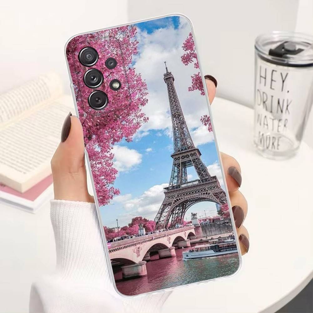 Art Paris Eiffel Tower For Samsung A30,51,71,S9,Ultra,S20,FE,21,PIus,10,22,Lite,23,Transparent, Silicone Case