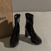 2024 Designer Winter Shoes Super High Heels Ankle Women Square Toe Chelsea Boots Fashion New Trend Walking Goth Zapatos Femme