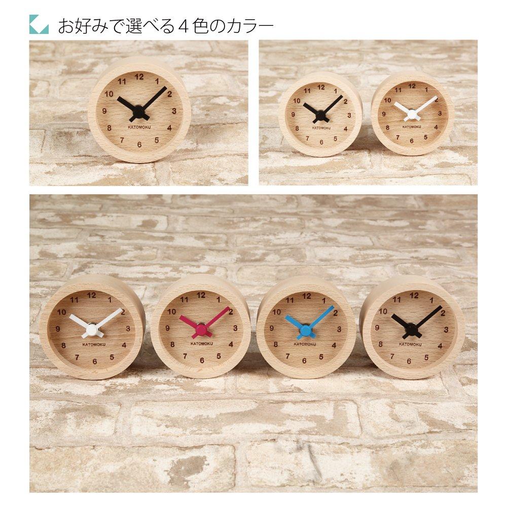 KATOMOKU muku mini clock km-26BK, round black wooden table clock, 85 x 85 x 46 mm