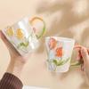 Artisan Hand-Painted Tulip Ceramic Mug: Stylish Ins-Inspired Design for Coffee & Drinks