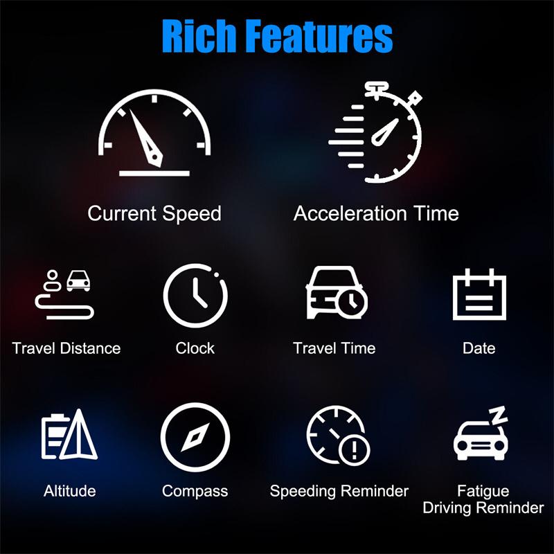 Gps Speedometer G19 Hud, On-Board Computer, Clock , Altitude, Calendar, Compass, Driving Distance Time And Overspeed Alarm
