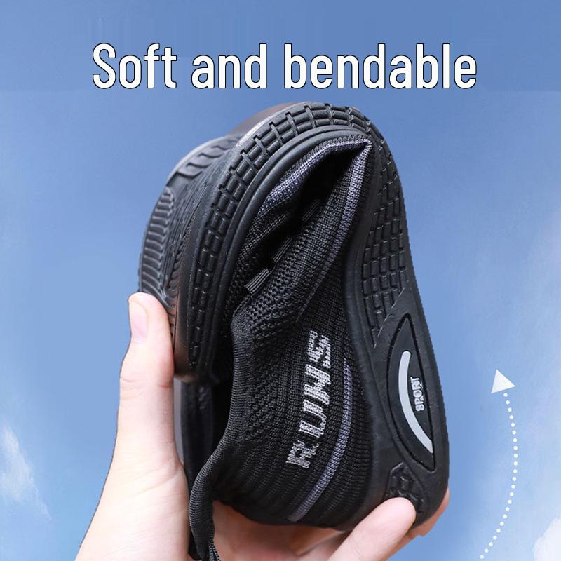 Men's Breathable Fly-knit Flat Shoes - Non-slip, Casual Sneakers for Spring & Autumn, Ideal for Middle-aged & Elderly