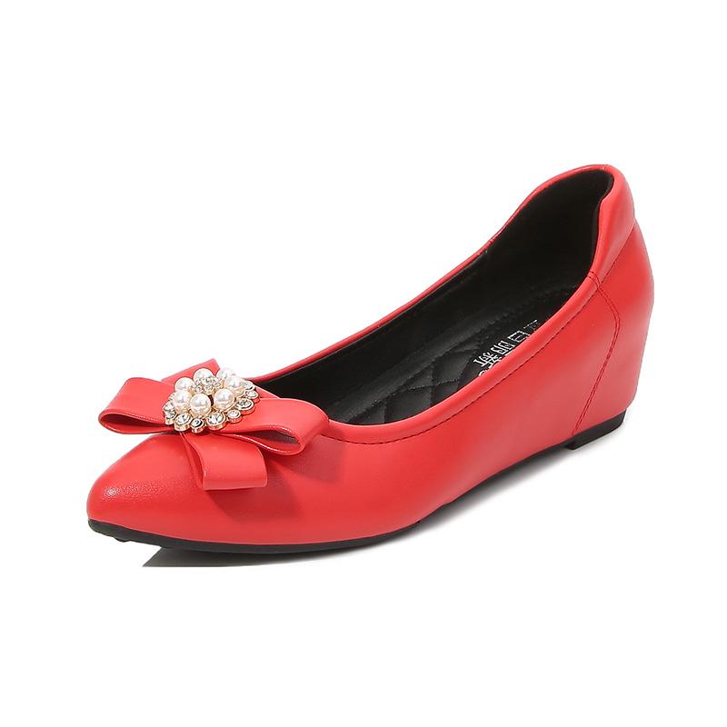 Spring 2026 Versatile Leather Loafers: Mid-Heel, Super Soft Rubber Sole, Comfortable Women s Wedge Flats 36 красный