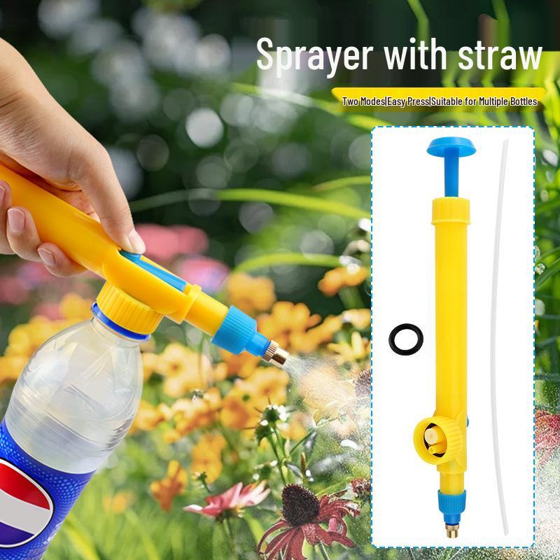 Cola Bottle Sprayer Pen-Style Nozzle with Straw - Small Air Pressure Watering & Medicine Spray Head for Flowers