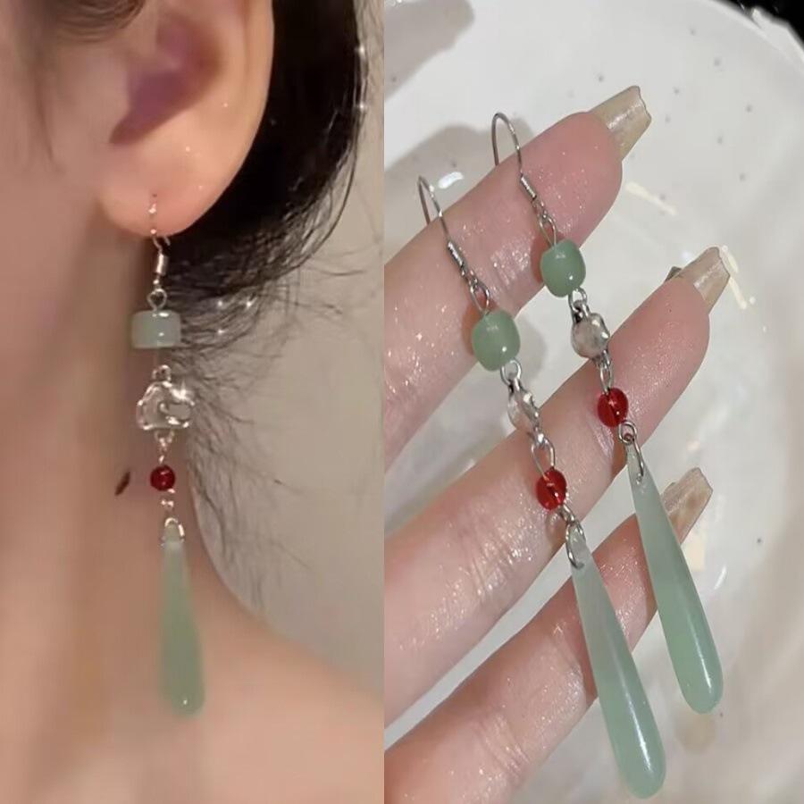 925 Silver Needle Geometric Pearl Earrings For Women Fashion Earrings Flowing Tassel Earrings Elegant Jewelry