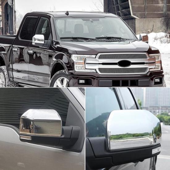 2PC For 2015~ Ford F150 F~150 Top Chrome Pair Replacement Mirror Covers Cap