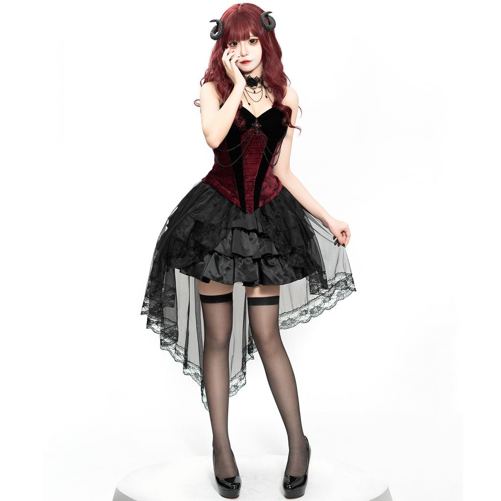 Cosplay Halloween Court Duchess Diablo Goth Cos Cosplay Vampire Demon Witch Lace Dress