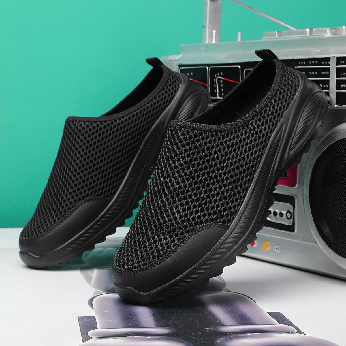 

Summer breathable shoes mesh casual sports shoes couple thin single shoes lightweight mesh shoes men s mesh shoes 46 чёрный