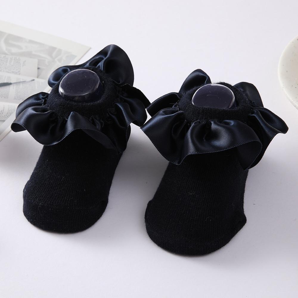 Baby Girl Socks Cotton Breathable Satin Ruffle Princess Knit Socks Children Ankle Short Socks Indoor Floor Socks