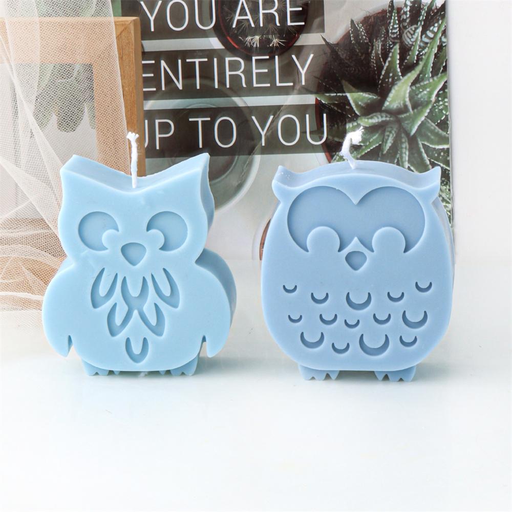 Cartoon Flat Owl Silicone Candle Mold DIY Animal Aroma Gypsum Resin Decoration Children's Toy Chocolate Biscuit Making Tool