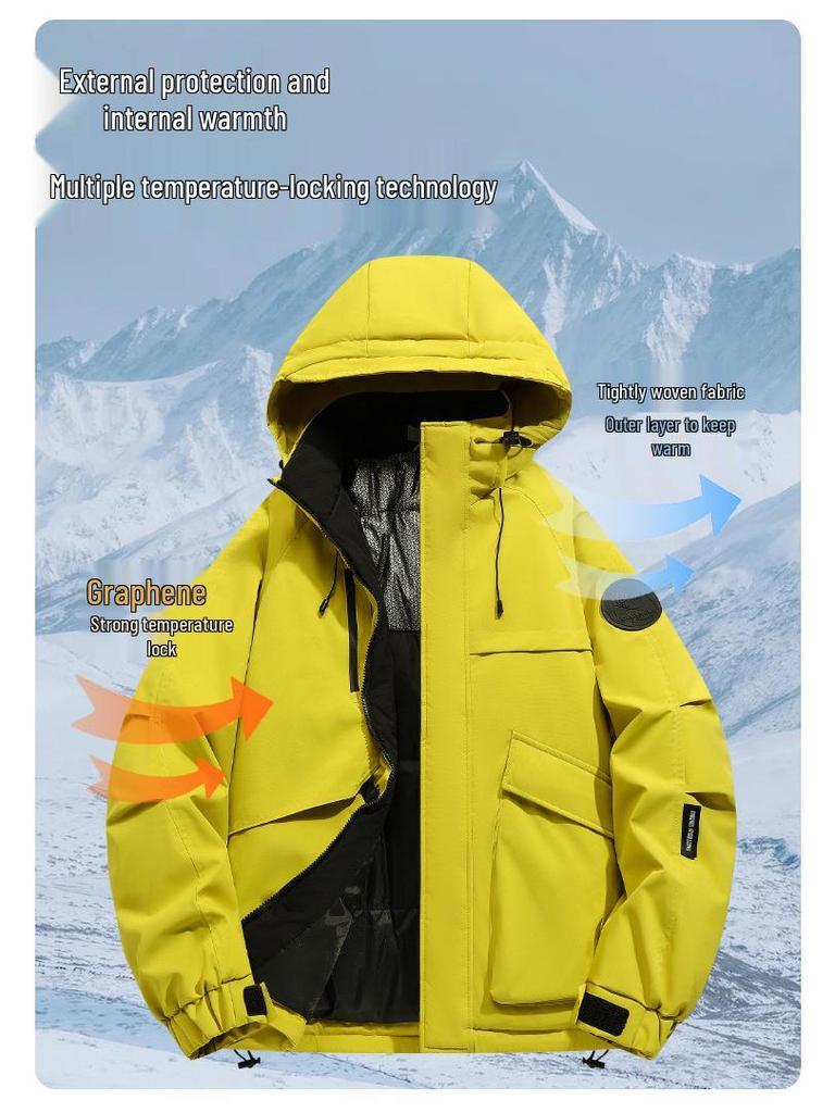 Men's 2025 Graphene Hooded Winter Jacket - Thick, Warm, Loose-Fit Cotton Coat for Trendy Couples and Youth
