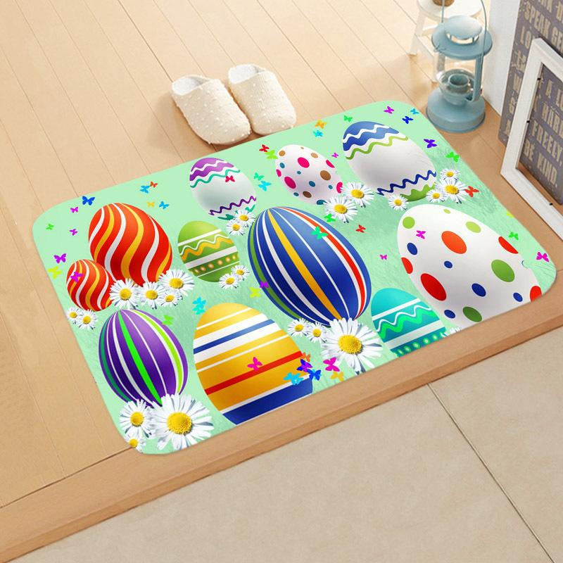 Easter Egg Rabbit Floor Mat Welcome Rugs Bedroom Living Room Entrance Carpet Kitchen Front Door Mat Machine Washable Soft Mats