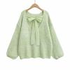 2024 Winter Women's European & American Style Backless Bow Long Sleeve Knitted Sweater