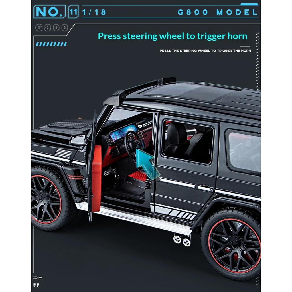 Large 1/18 Sacle Benz G800 Off Road SUV Alloy Metal Diecast Model Car Sound & Light Collectibles Ornaments Birthday Gift Friend