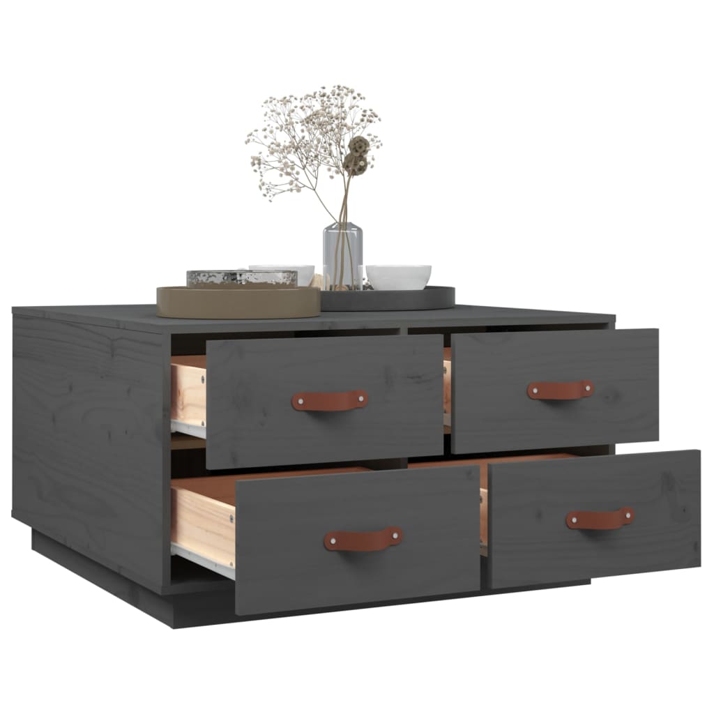  Coffee Table, Grey, 80x80x45 Cm, Solid Pine Wood