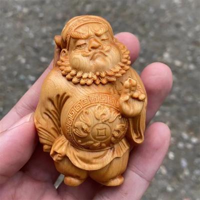 Wood Carving Crafts Auspicious Kirin Small Statue Lucky Mascot Chinese Fortune-making Evil-repelling God Beast Home Art Statue
