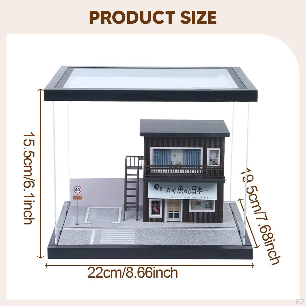 1/64 Scale Model Car Display Case Miniature Scenery Street Shop Diorama Micro Landscape Decor