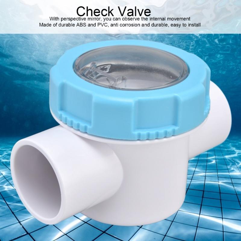 Check Valve 50mm 2 Ways G1 1/2 Water Hose Backflow Preventer With Transparent Mirror Pipe For Swimming Pool Filter
