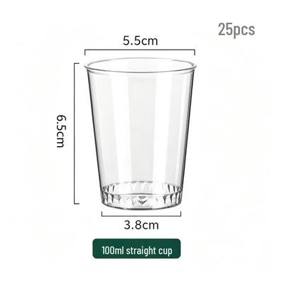 Thickened PS Disposable Straight Cups, 100ml (25-Pack)