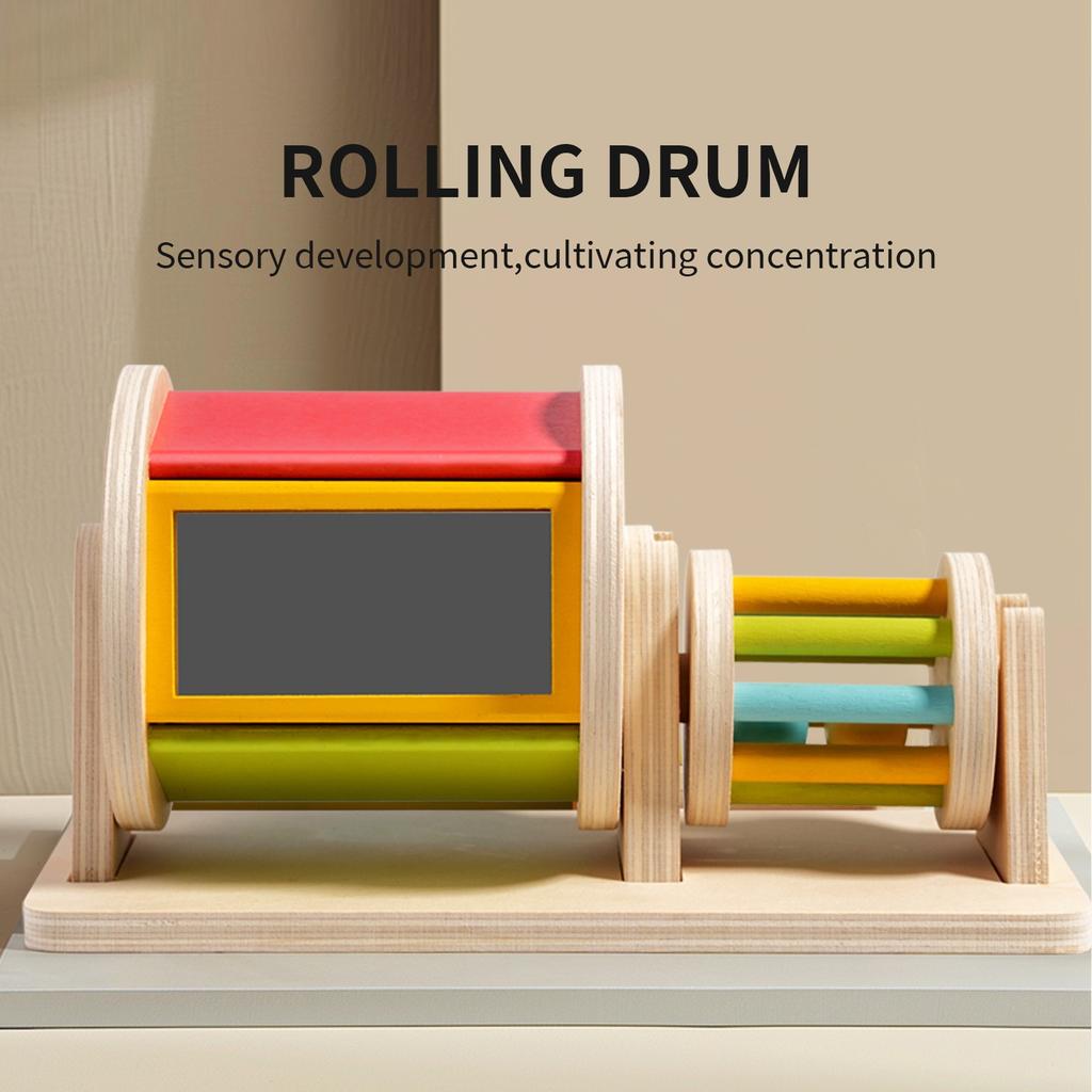 Teaching aids textile rolling drum male and female treasure enlightenment color cognition sound discrimination puzzle wooden toy