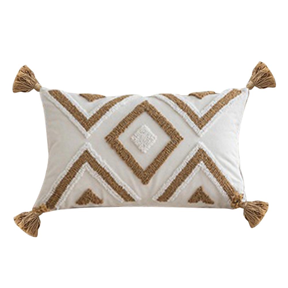 1PC LOZUJOJU Comfortable and Versatile Pillowcase Polyester Cotton Tufted Tassel Decorative Cushion Cover for Sofa Living Room Bedroom Home Decor