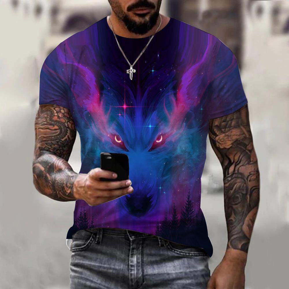 

Серия Животные Мужская футболка с круглым вырезом и 3D цифровой печатью для улицы 6XL