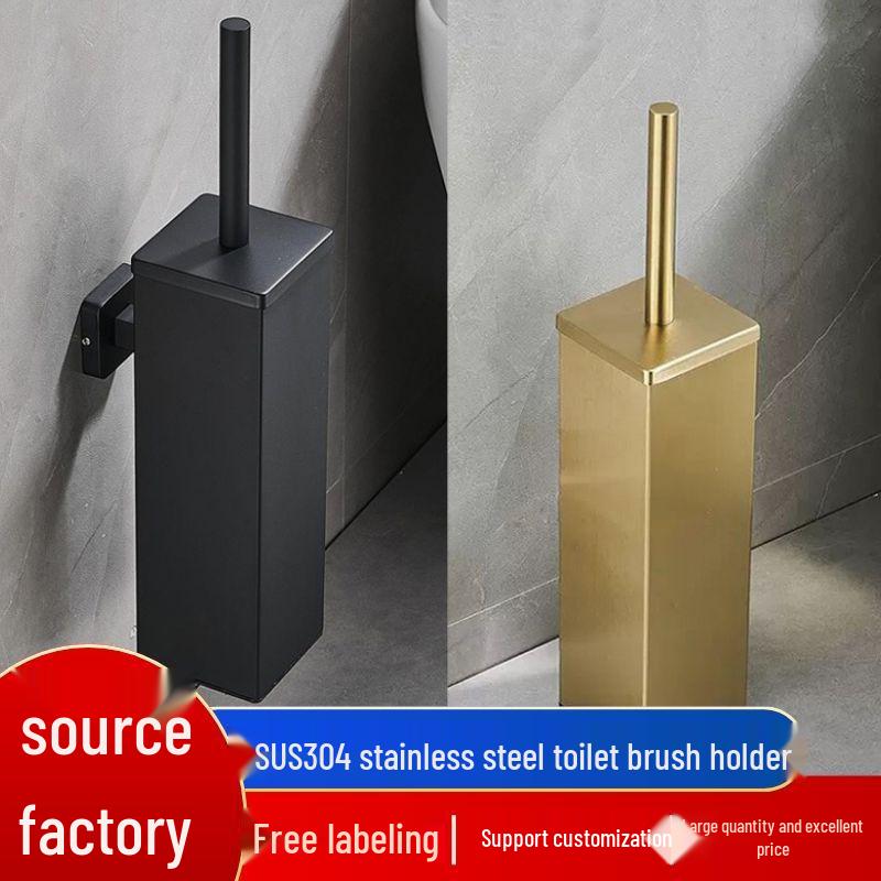 Stainless Steel Wall-Mounted Toilet Brush Set with Lid - Odor-Proof Bathroom Cleaning Tool