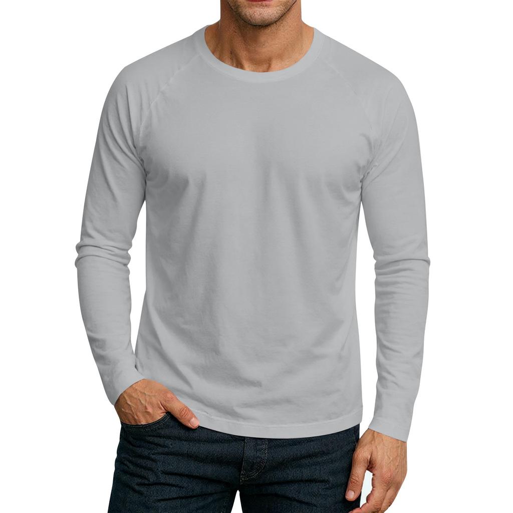 Men's Round Neck Plunger Long Sleeve T-Shirt Top