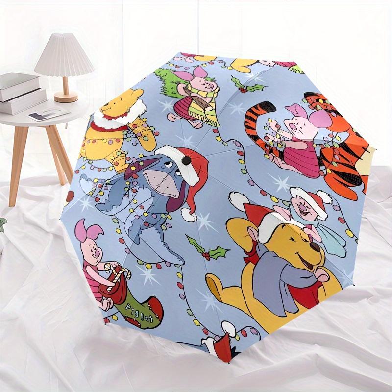 Christmas,WinnieThePooh Automatic Folding Umbrella, 8 Ribs Portable Foldable Design, Best Choice for Business and Going Out, Birthday, Hallo