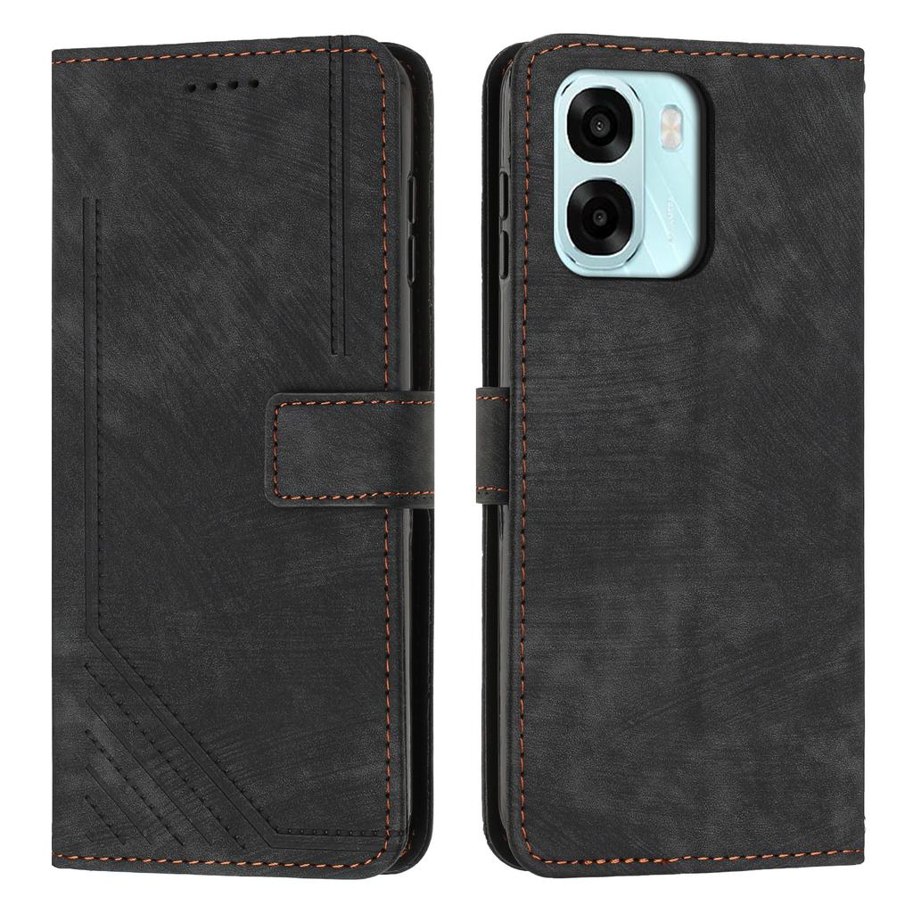 For Oppo A6x 4G/Oppo A6 5G/Oppo A6x 5G Stand Case Imprinted Lines Leather Phone Cover