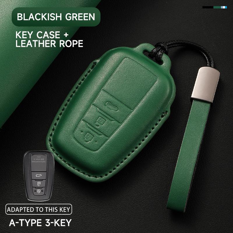Genuine Leather Car Key Case Cover Key Bag For 7HES Crown Hilux Prius Camry Corolla CHR C-HR RAV4 Land Protect Set Accessories HGL3