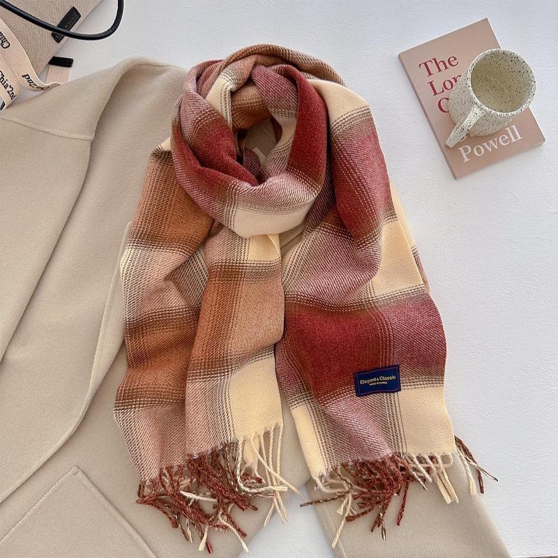 Autumn and winter new versatile scarf women's thickened woven thick beard fringed warm scarf imitation cashmere shawl