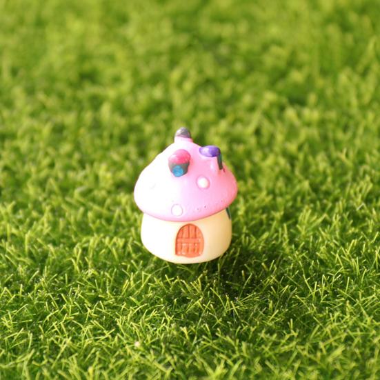 Mini houbový dům Figurka Miniaturní doplňky pro pohádkovou zahradu Malá pryskyřičná chaloupka Soška pro DIY Terárium Mechový krajinný květináč Bonsaj Dekorace