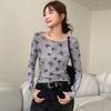 Butterfly Sun-protection Pullovers Y2k Bottoming Shirts Women American Retro Sheer Tops  Women